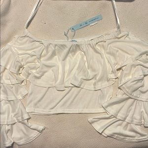 Small Crop Top, with ruffle sleeves NWT
